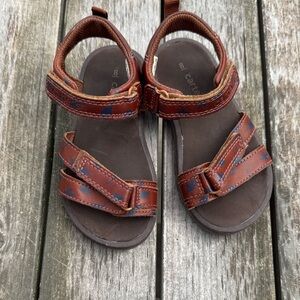 Carter's Size 8 Toddler Brown Leather-Look Kids Adjustable Strap Sandals